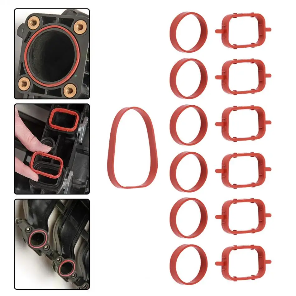 

4pcs/6pcs Red Rubber Intake Manifold Gaskets Inlet Sealed Repair Kit for BMW E38 E39 E46 E53 E60 E61 E65 E70 E71 E83 E87 E90 E91