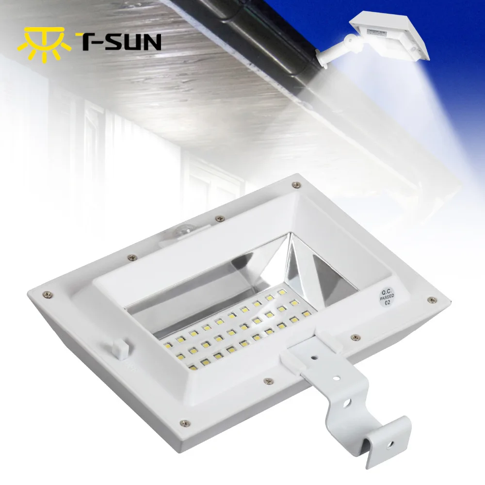 T SUNRISE 30 LED PIR Motion Sensor Solar Lights Gutter Solar Power