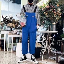 Японский хипстерский стиль комбинезон для пары укороченные девять точек нагрудник повседневные дикие комбинезоны мужские брюки на подтяжках