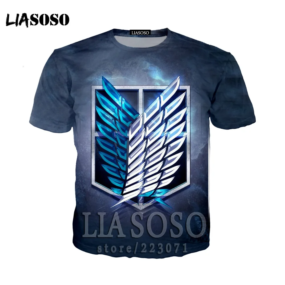 LIASOSO Japanese Anime Attack on Titan t shirt in men's T-shirt Short Sleeve Hip Hop Strretwear 3D O-neck summer tshirt at11 | Мужская