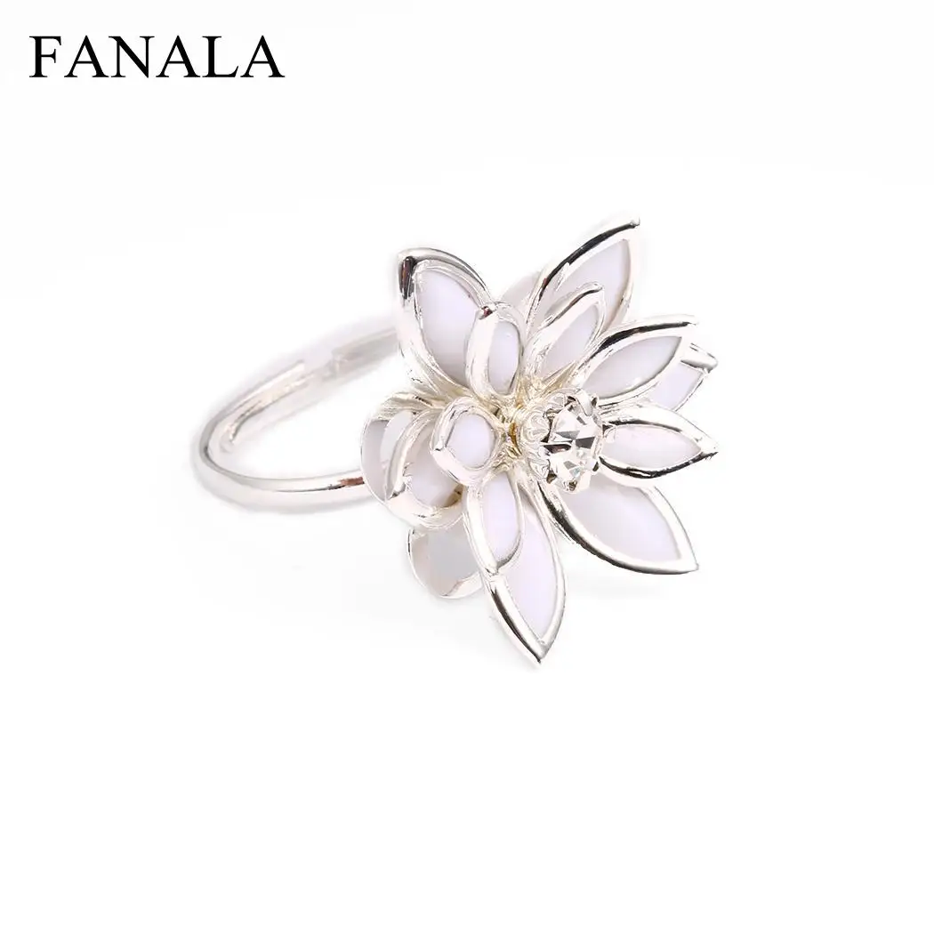 

Finger Lotus Cubic Rings Romantic Water Lily Flower Snow Women Adjustable Ring