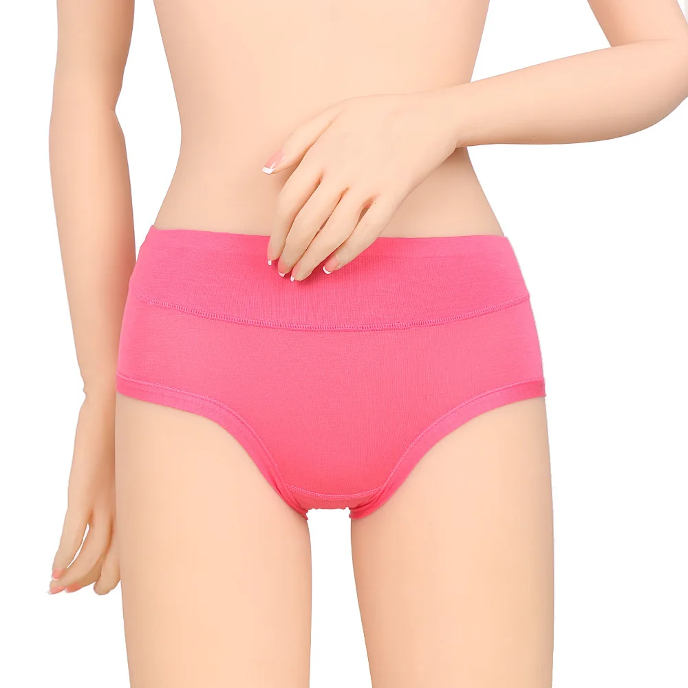 Женское нижнее белье с завышенной талией трусики дышащее хлопковое однотонные