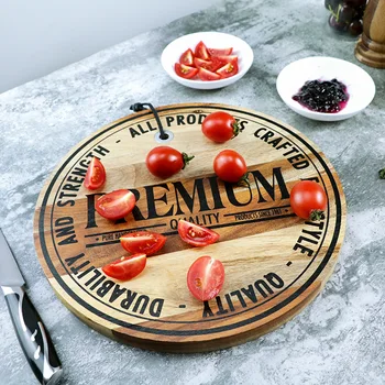 

Round Acacia Wood Bread Pizza Plate Fruit Chopping Board Environmental Protection Natural Log Vegetable Board Kitchens Tool