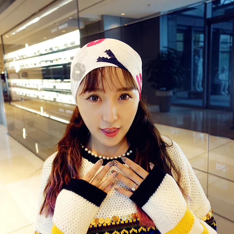 

Adult Girls Fashion Print Letters Pattern Beanies hats Female Women's Hats 2 Use Scarf Bib Cap Skullies Hip-hot Beanies