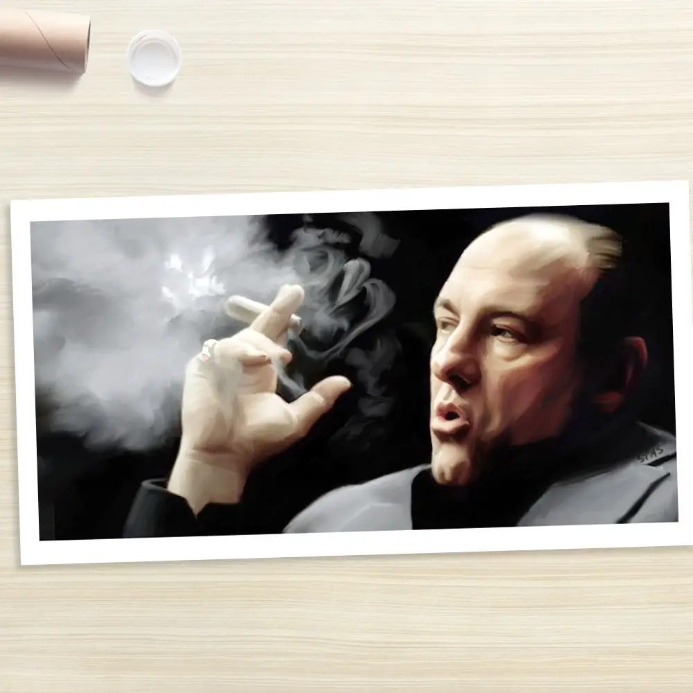

TONY SOPRANO cigar James Gandolfini art work # oil painting # TONY SOPRANO w/cigar - 40" INCHES -free shipping cost