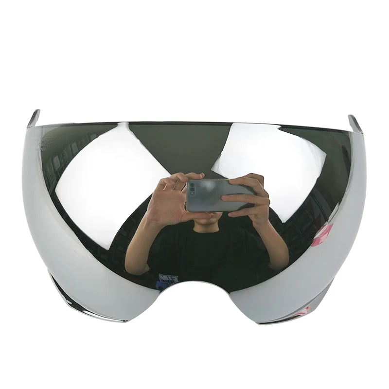 Chrome Silver VCOROS Universal 3-snap Retro Open Face Helmet Visor Windproof Sun Shield Half Face Motorcycle Helmets Visor