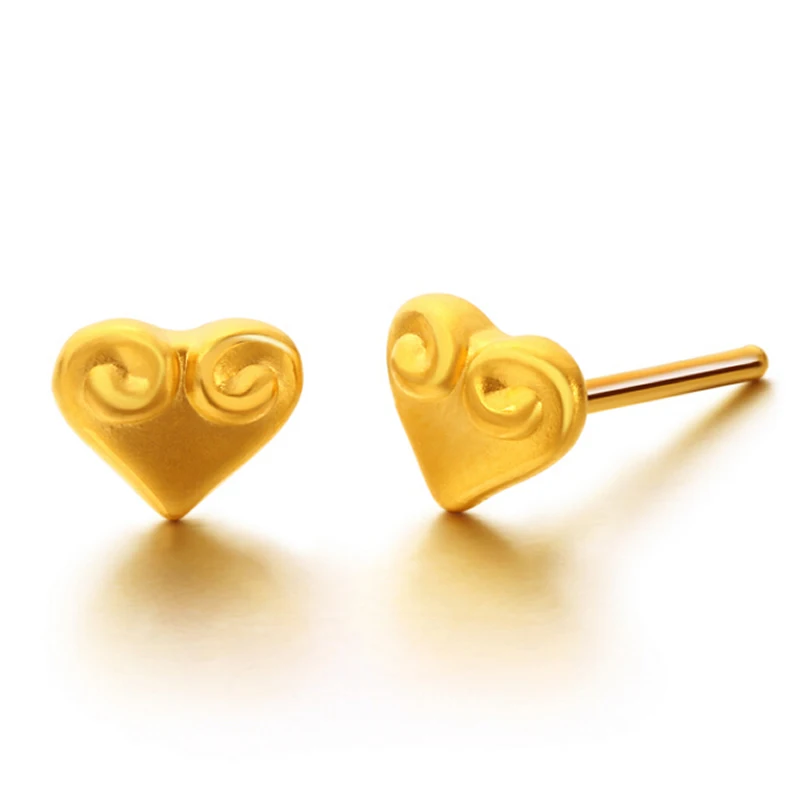 все цены на Pure 999 24K Yellow gold Heart Stud Earrings 0.8g онлайн