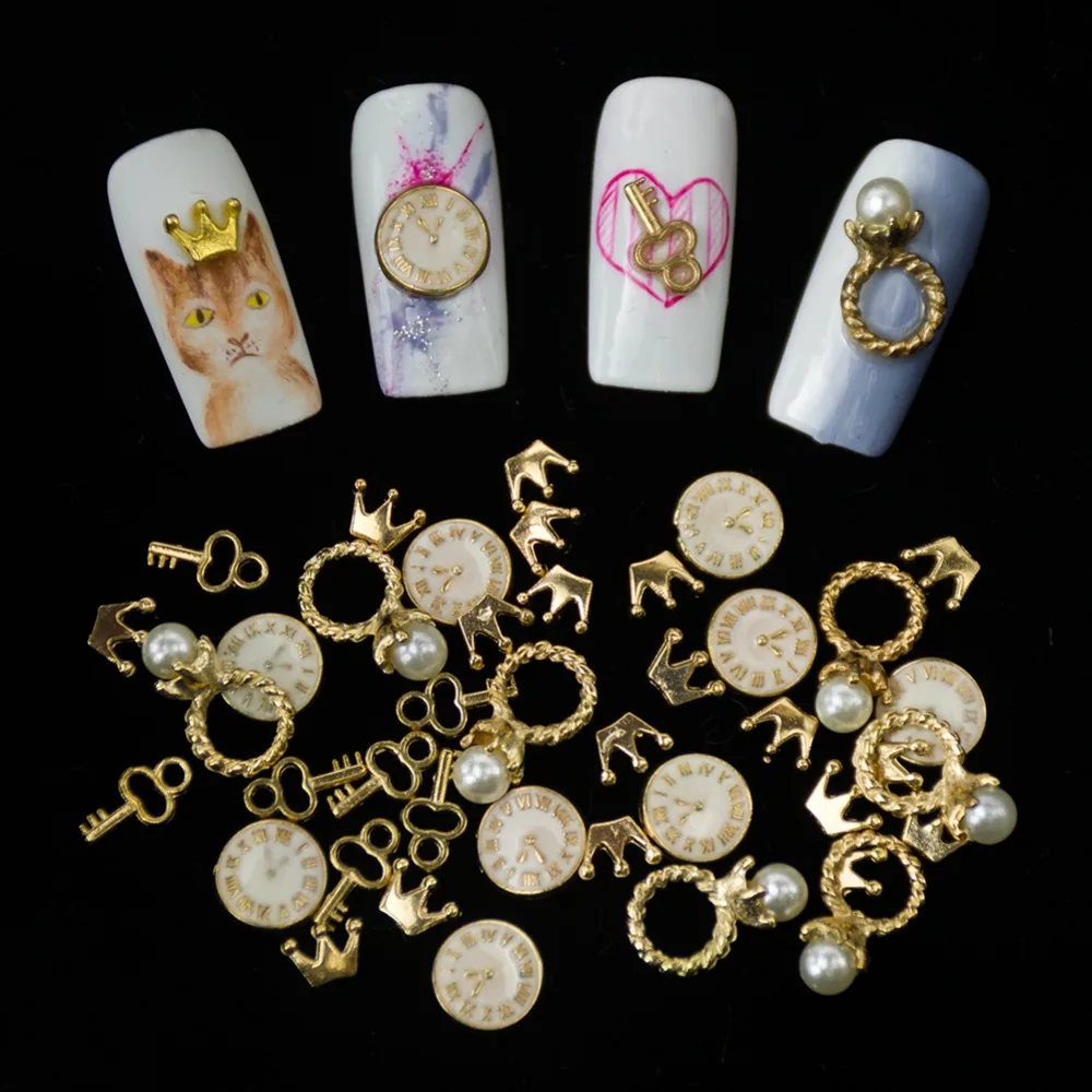 

10pcs/lot Alloy Nail Revits Accessory Japanese Metal Nail Supplies 3D Nail Art Decoration Sticker Rhinestones for Nails