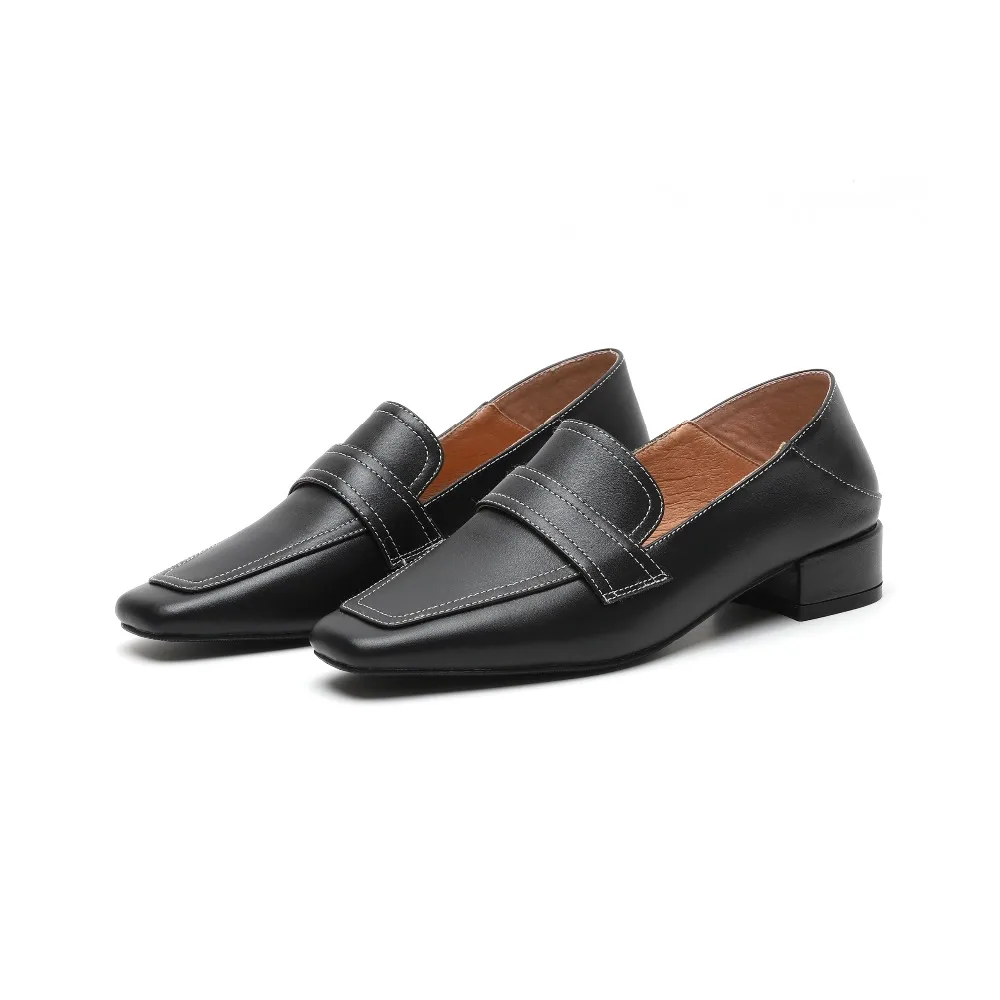 Taille Chaussures Beige Printemps 40 De Richelieu Automne Mocassins Dame Carré Femmes Glissement En Furtado 33 Véritable 2018 Mode Bout Sur Cuir Arden black xn1RqUfI