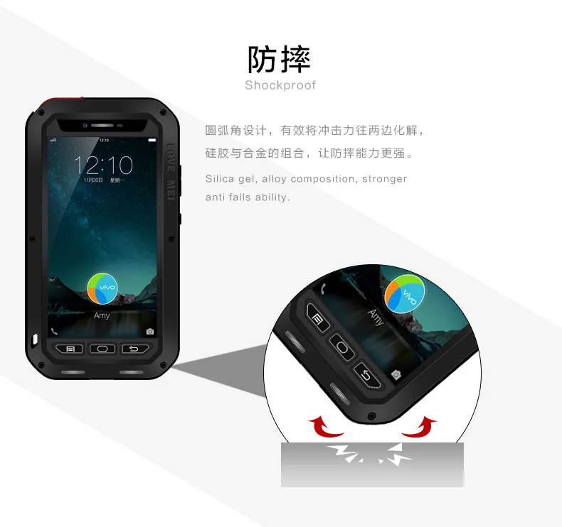 Ударопрочный от Love Mei чехол для BBK vivo X6 Алюминиевый металлический бронированный чехол для телефона чехол для vivo Xplay5 Xshot закаленное стекло защитный