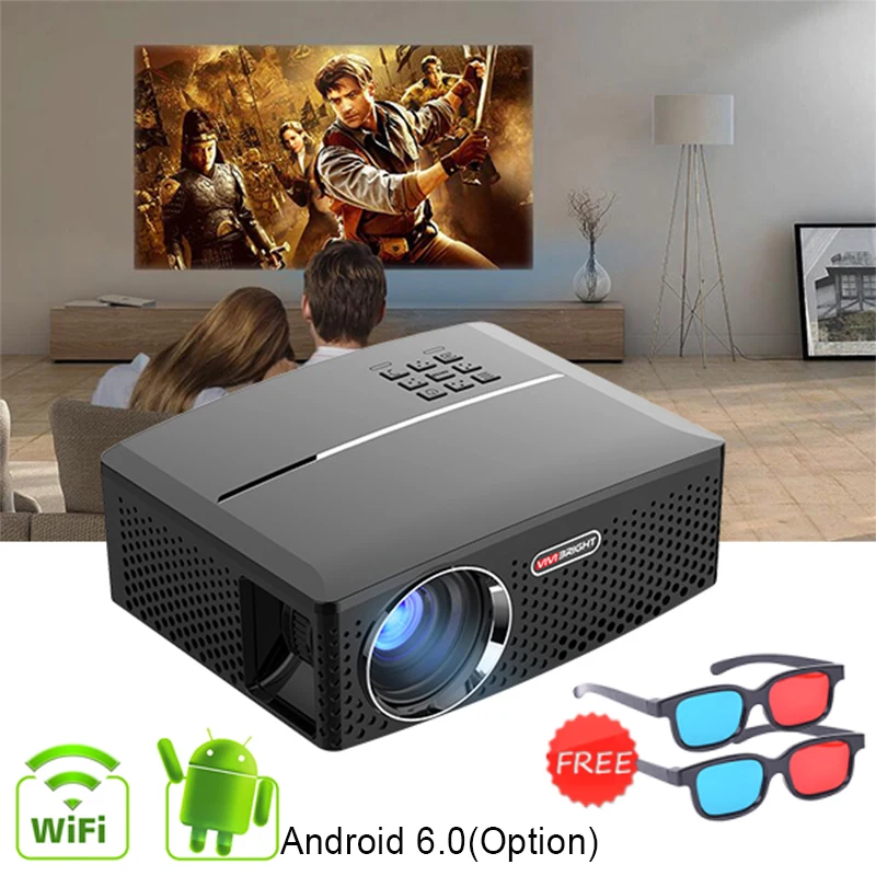 Everycom GP80 GP80UP LED 1800 Lumens HD Mini Portable Projector for Home Theater Cinema Supprot 1080P USB HDMI Everycom GP80 GP80UP LED 1800 Lumens HD Mini Portable Projector for Home Theater Cinema Supprot 1080P USB HDMI