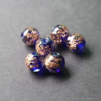 

10pcs/lot 10mm Lampwork Glass Beads Glass Boutique beads Royal Blue Color With Shinning Sand for earring necklace making