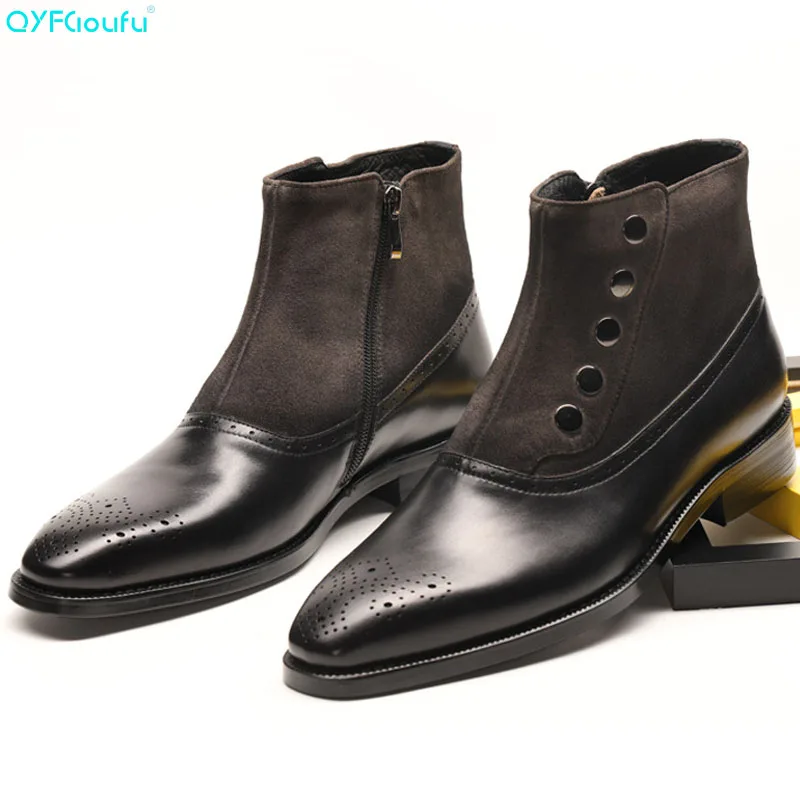 

Brand Handmade Chelsea Boots 2019 Men's Genuine Leather Shoes Solid Male Vintage Boot Ankle Party Office Dress Boots