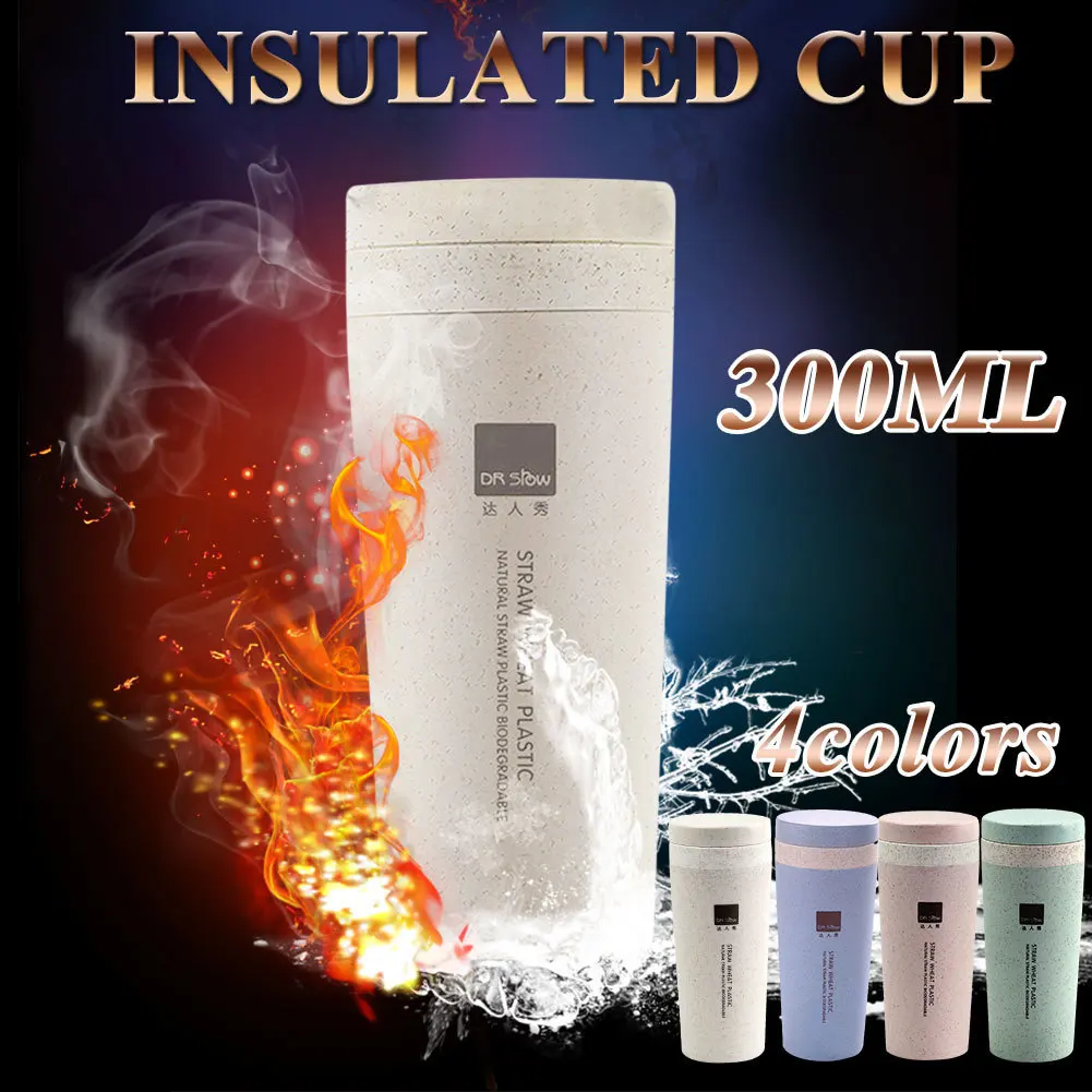 

Wheat Straw Fiber Double Layer Thermos Cup Insulation Cup Vacuum Bottle Thermal Mug 300ml For Coffee Milk Tea