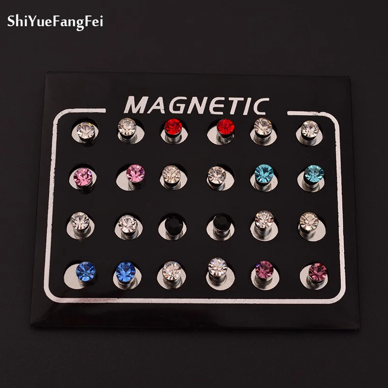 

2pcs Titanium Steel Mens Women Trendy Round Magnetic Clip crystal Stud Earrings Magnet Magnetic Earrings Magic Unisex Lovers ear