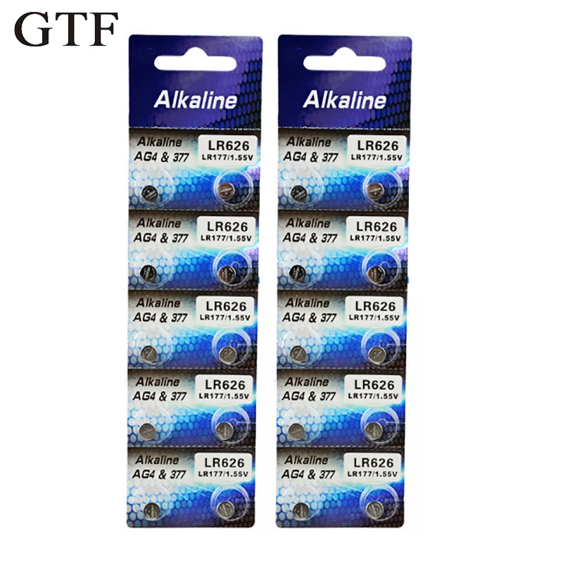 

GTF 20PCS 1.5V Button Battery AG4 LR626 LR66 377 SR626SW 177 Cell Battery For MP3 Players,Toys watch Zn/MnO2 batteries