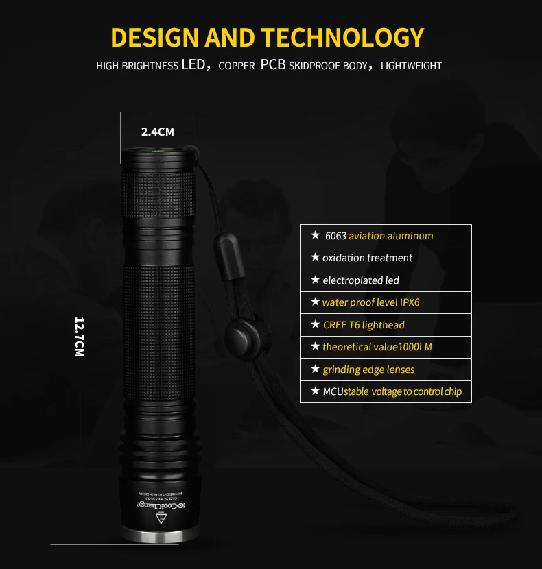 Sale CoolChange 1000 Lumens Bicycle LED Flashlight 5 Mode CREE T6 Bike Lights Front Torch Waterproof Flashlight Lamp With Bike Mount 14