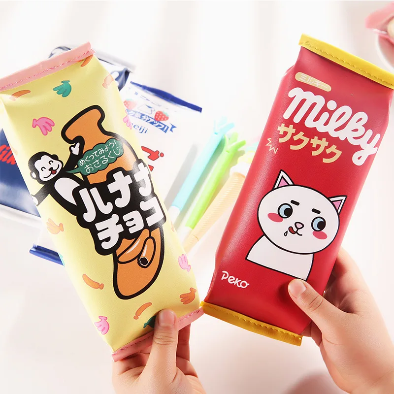 

1x lovely Creative students large capacity pencil case PU stationery bag kawaii stationery pencil case pen bag school supplies