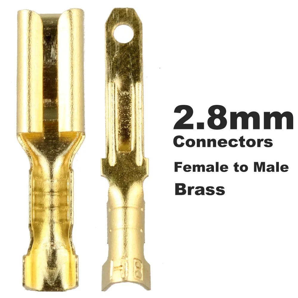 100 sets Gold Tone Female to Male Spade Crimp Terminals 2.8mm Wiring