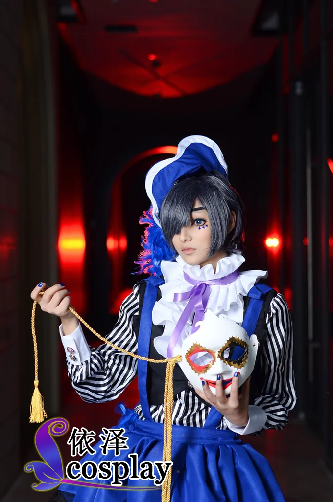Аниме Черный Дворецкий Косплей Kuroshitsuji Ciel Phantomhive цирковой костюм весь комплект с париком