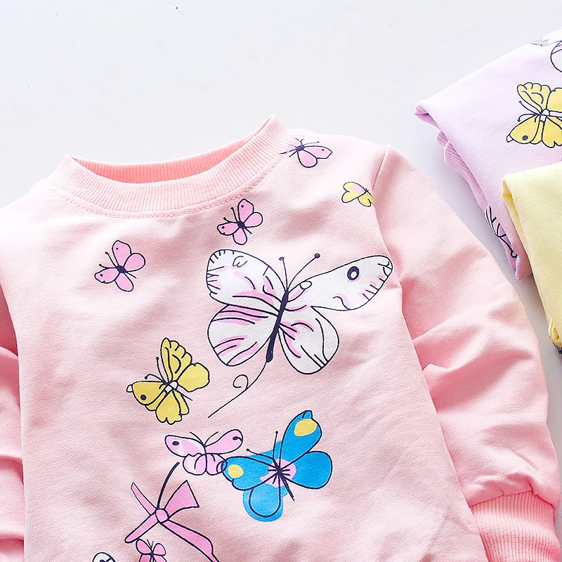 Baby T Shirts Kids T Shirts Fanfiluca Cute Butterfly Girls Cotton Long Sleeve Spring Style