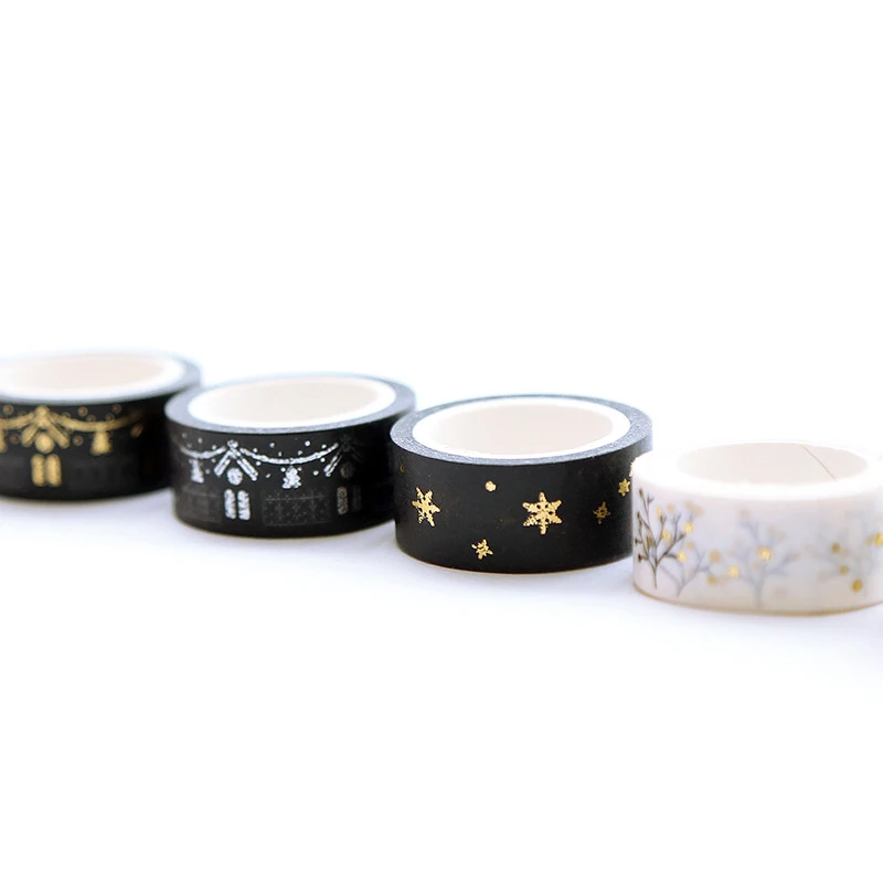 

1PC Christmas Gold Foil Silver Decorative Tape Colored Hot-Stamping Washi Decorative Tape Set For Scrapbooking MR0094