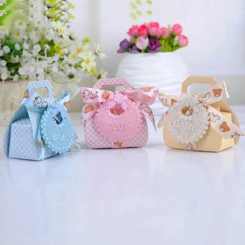 

12Pcs Baby Shower Candy Box Baby Chocolate Box Card Paper Baby Bear Favor Box With Ribbon Bow And Tags