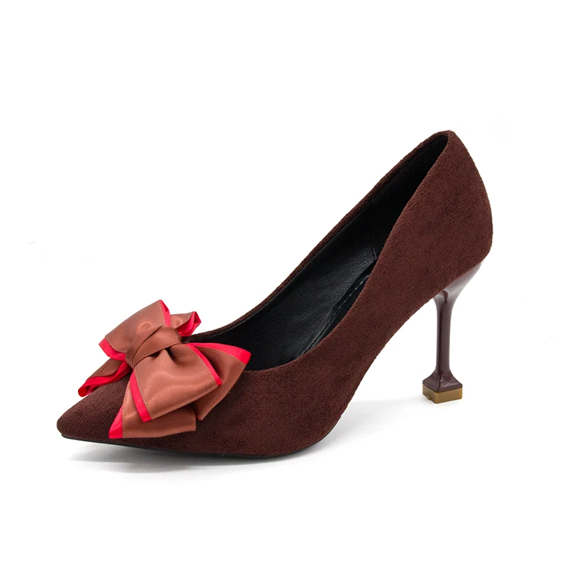 De Pompes Talons Hauts Femme Partie vin Femmes Vintage Dîner Chaussures Automne Femelle Vin Rouge Papillon noeud 2018 Agréable Noir Nouvelles 5ARj4L