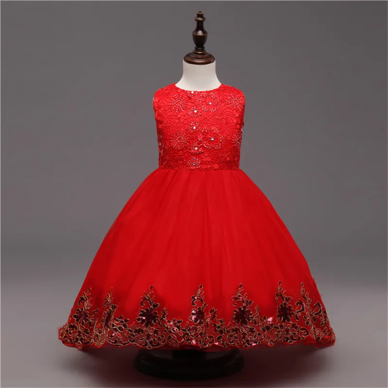

Red Lace Teenage Girl Dress Sleeveless Princess Wedding Ceremonies Party Pageant Dresses Girls New Year Children Clothing 12Yrs