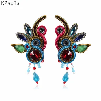 

Fashion Ethnic Style Leather Long Hanging Earrings Jewelry Women Soutache Handmade Production Big Drop Earring Party Oorbellen