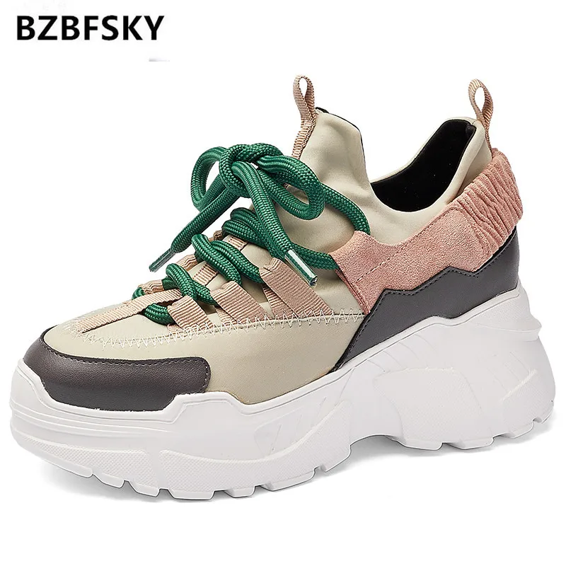 

Women Sneakers High Heels 2019 Autumn Ladies Casual Shoes Women Wedges platform Shoes Women Chaussure Femme Slimming Shoes