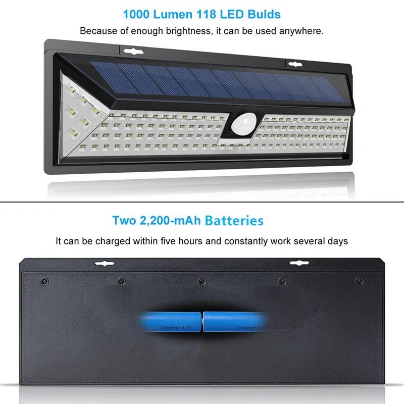 Sensor de Movimento Lâmpada ao ar Solares do Jardim Lâmpada de Parede Lâmpada de Luz de Segurança Segurança de Emergência Ip65 Luz Solar 118 Led Pir da Livre Luzes de Emergência Solar à Prova d' Água 6 prova dwaterproof água solar jardim luzes de