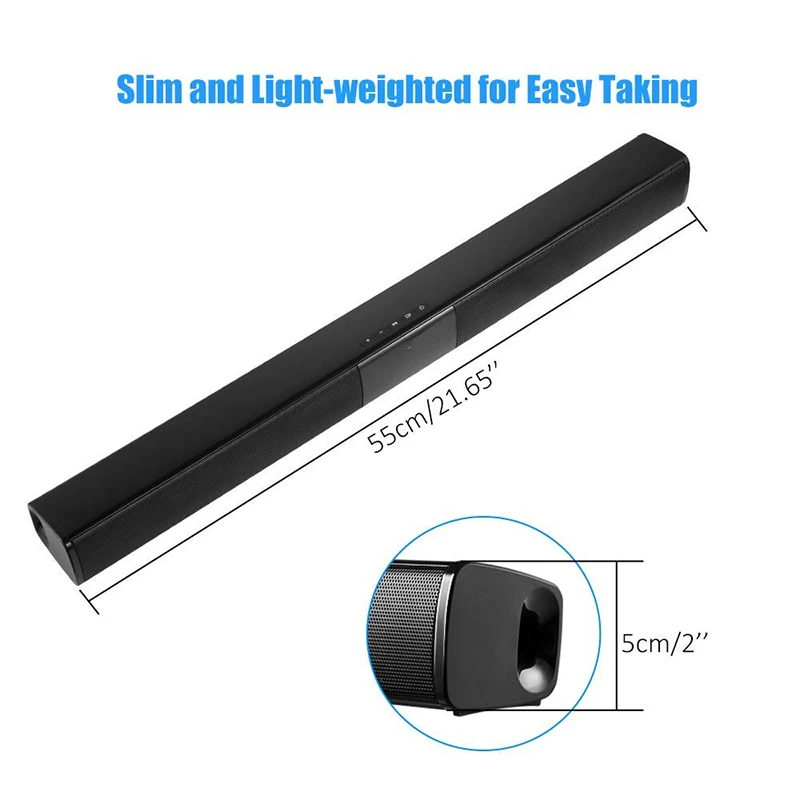 Wired and Wireless TV Soundbar 20W Bluetooth Sound Bar TV Speaker Subwoofer for TV PC Smartphone Tablet Remote Control