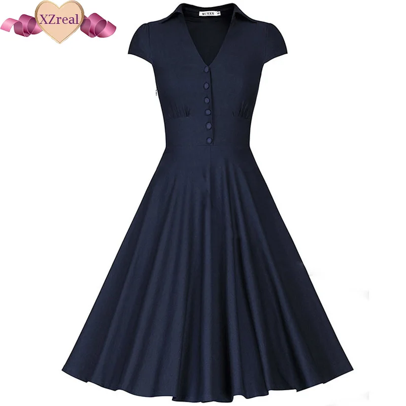 Wholesale Summer Women Casual Dress Vestido De Festa Elegant Rockabilly V-neck Party Dresses Vintage Retro Big Swing Dress S, M, L, Xl,XXL Buy Cheap Summer Women Casual Dress Vestido De Festa Elegant Rockabilly V-neck Party Dresses Vintage Retro Big Swing Dress S, M, L, Xl,XXL