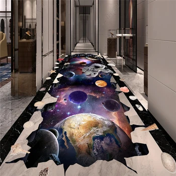 

beibehang Customized high-end fashion modern silky PVC classic planet 3D three-dimensional floor wall papers home decor tapety