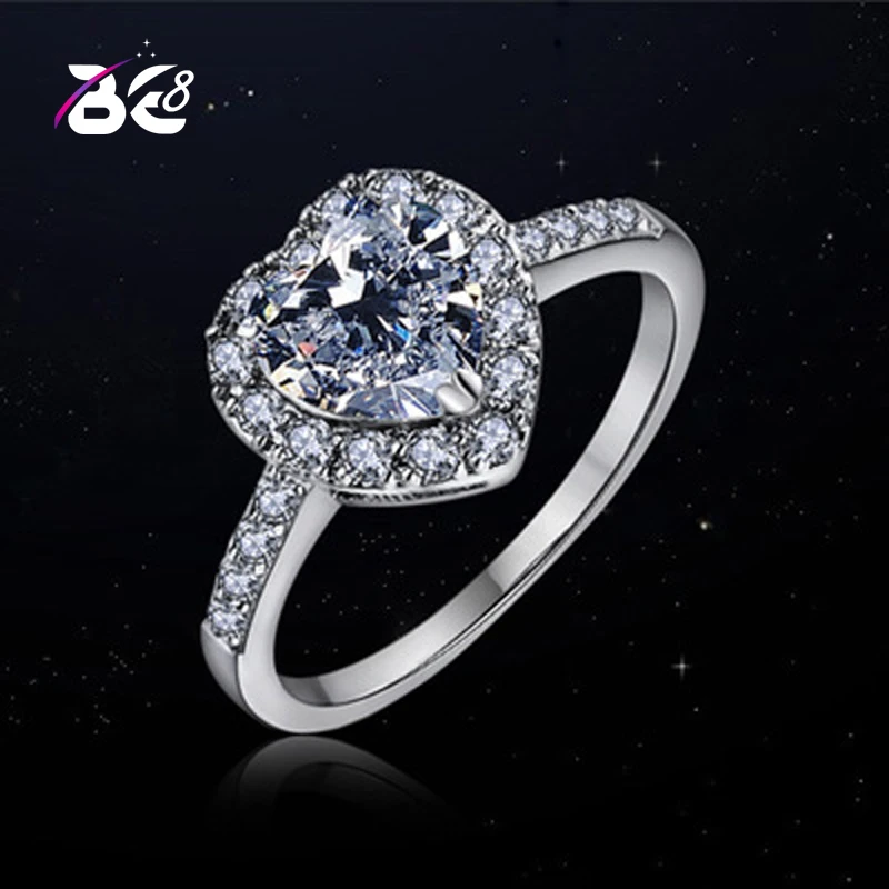 

Be 8 New Fashion Heart Shape Cubic Zirconia Engagement Rings for Women Luxury Design Cocktail Ring Party Gifts Bijoux Femme R118