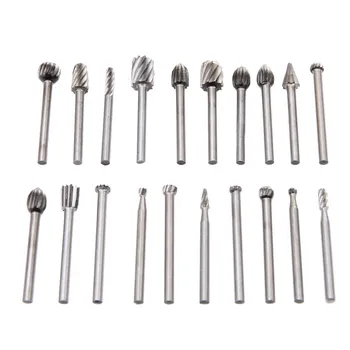 

20pcs/Set HSS Routing Dremel Bits Rotary Dremel Milling Wood Burr Tool Set File Cutter Grinder Woodworking Carving Carved Knife