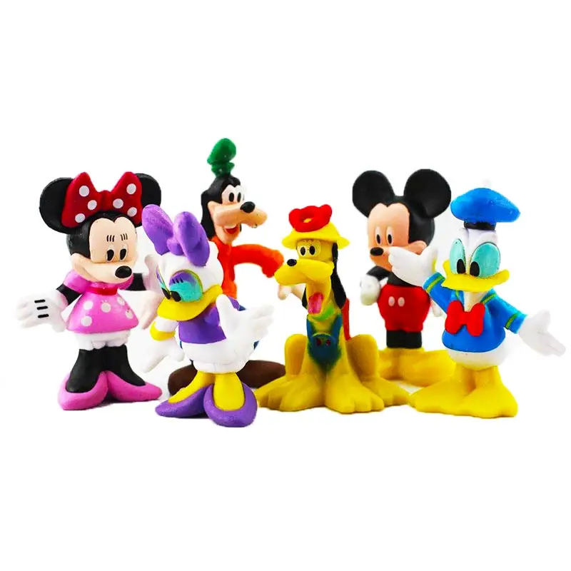 6pcs/lot Mickey Figures Minnie Mouse Donald Duck Goofy Dog Pluto Dog Daisy Cartoon PVC Figure Collection Model Toy Dolls 6-8cm