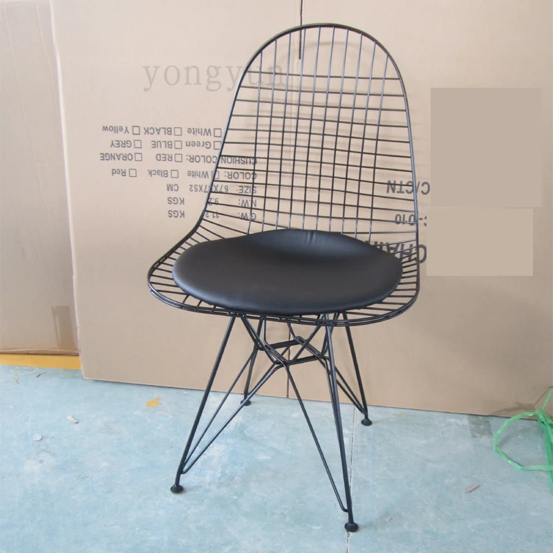 Проволочный стул, минималистичный Современный модный обеденный стул, железные стулья с порошковым покрытием, Полиуретановая подушка
