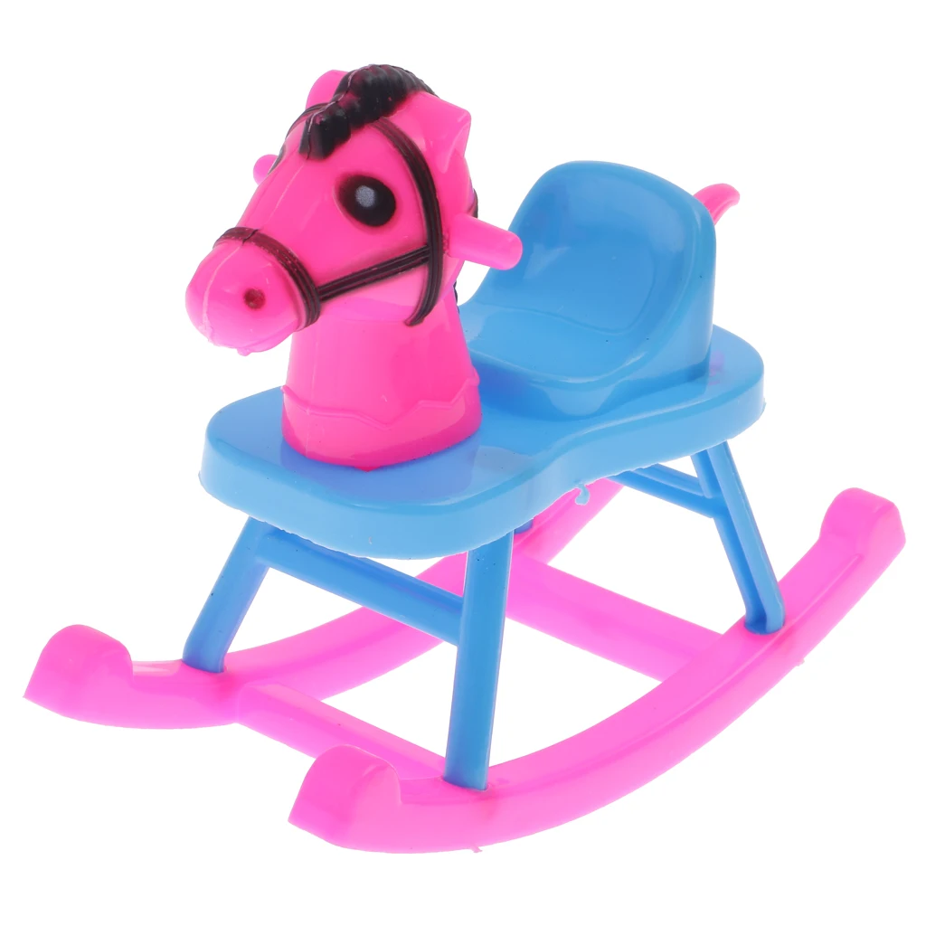 Kids Plastic Rocking Horse Cockhorse Dollhouse Accessories for Barbie