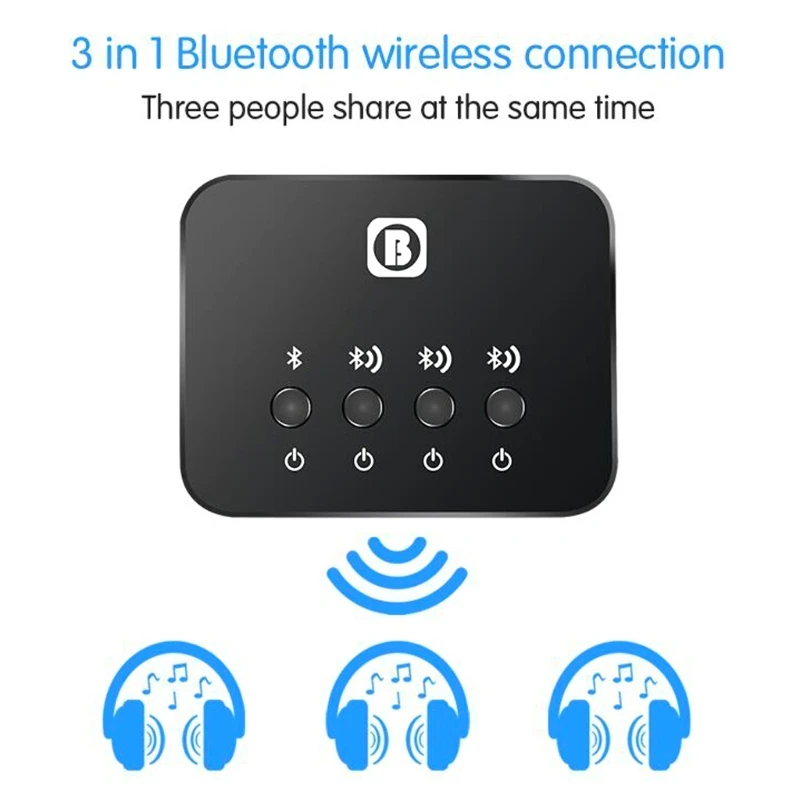 JINSHENGDA Bluetooth V4.0 стерео аудио музыкальный передатчик 1 до 2 AUX 3,5 мм для ТВ DVD MP3