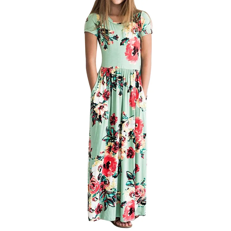 

Spring Summer Size 2 To Size 10 Latest Designs Children Clothes Maxi Floral Printing Little Girl Summer Dress Kids