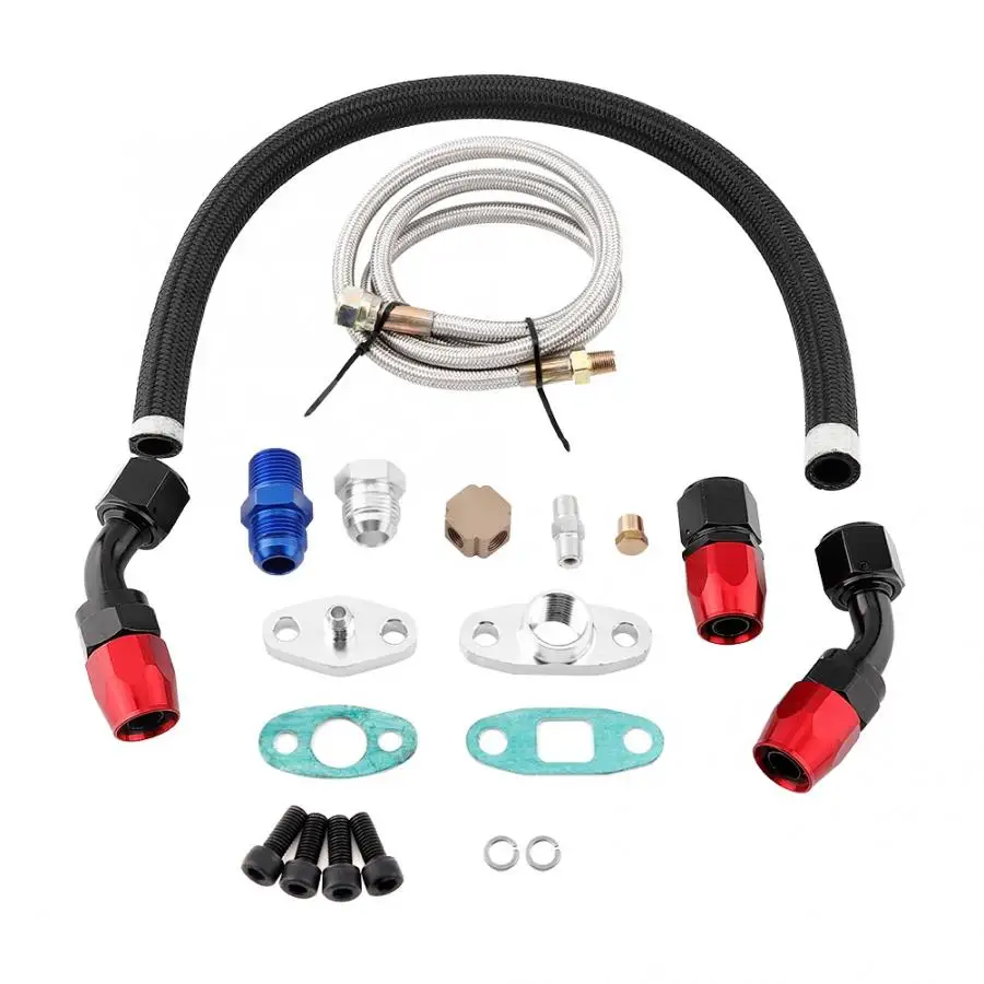 

Car engine Turbo Oil Feed Return Line AN10 Fitting Adapter Flange Kit for T3 T4 GT35 T70 T66 Engines Aluminum Turbo Oil NEW