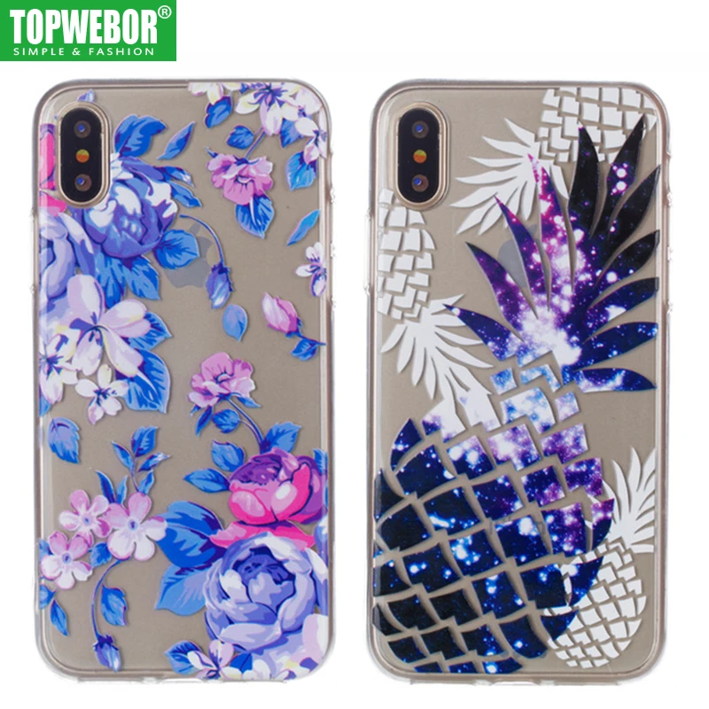 Topwebor цветок чехол для iPhone X с розами ясно силиконовые телефон мешки Обложка 10