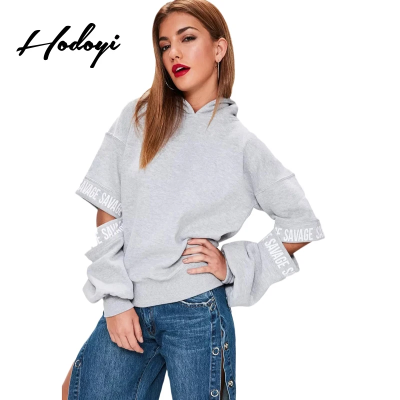 Hodoyi 2017 Autumn Hooded Loose Letter Print Hoodies Women