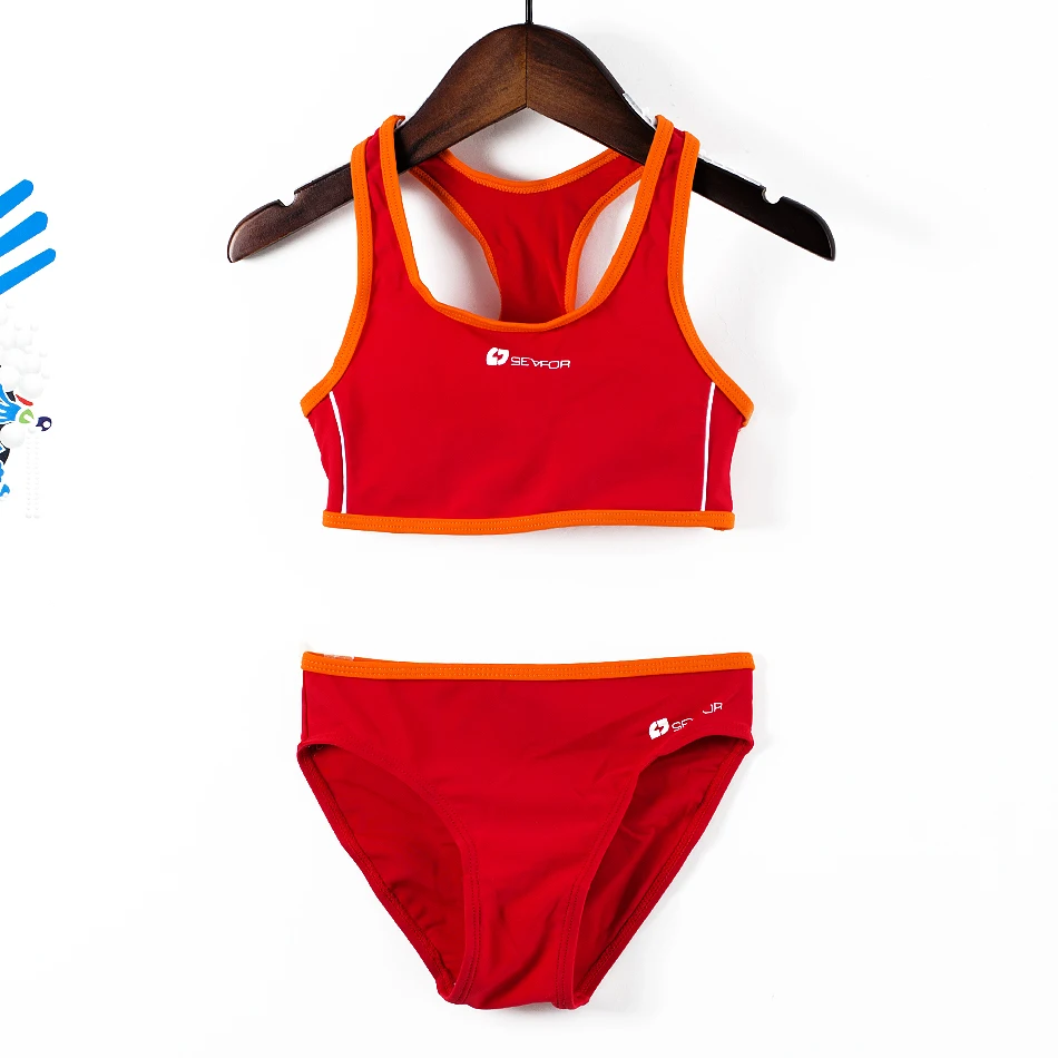 

Girls Sports Swimsuits 4-14y Split Sporting Swimming Suits Professional Tankini Suit Children Training Swimwear G47-K564