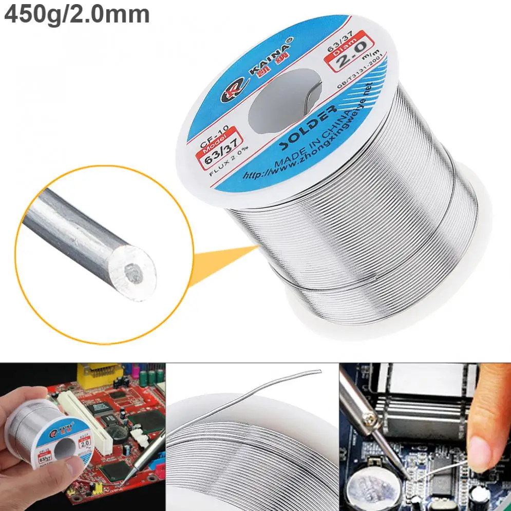 

Electric Soldering Iron 63/37 450g 2.0mm Tin Fine Wire Core Rosin Solder Wire with 2% Flux and Low Melting Point