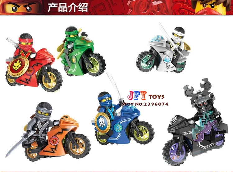 6 шт. DC10017-10022 ниндзя мотоцикл серии Супергерои Marvel строительные блоки Модель Кирпичи игрушки для детей juguetes