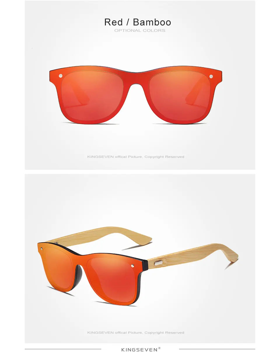 KINGSEVEN Original Bamboo Polarized Sunglasses Men UV400