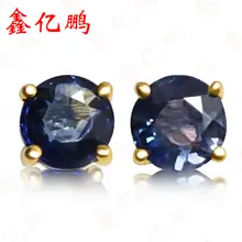 18 К золото инкрустированные Природный сапфир шпильки серьги